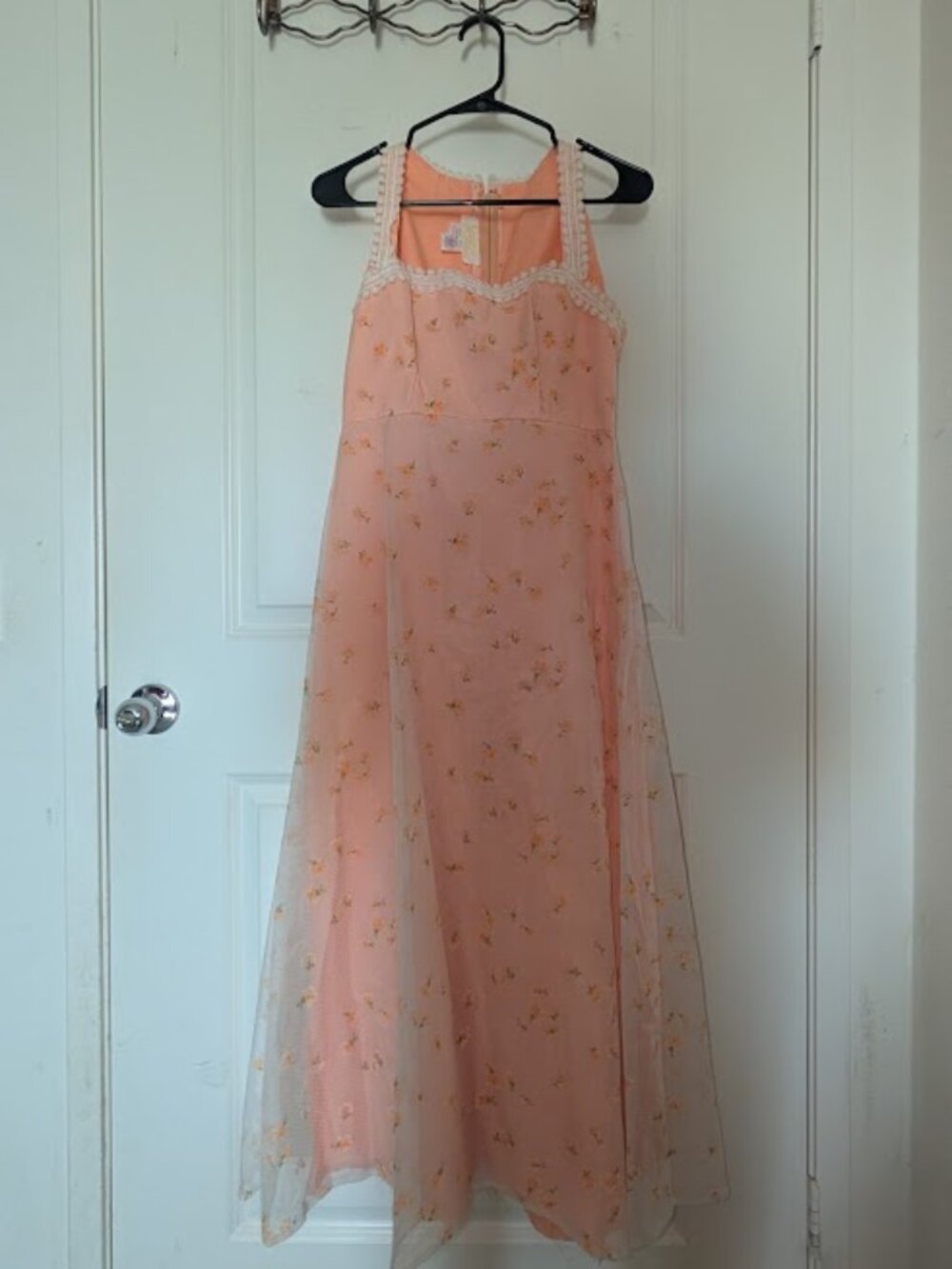 1960s Pink Floral Union Made Maxi Dress